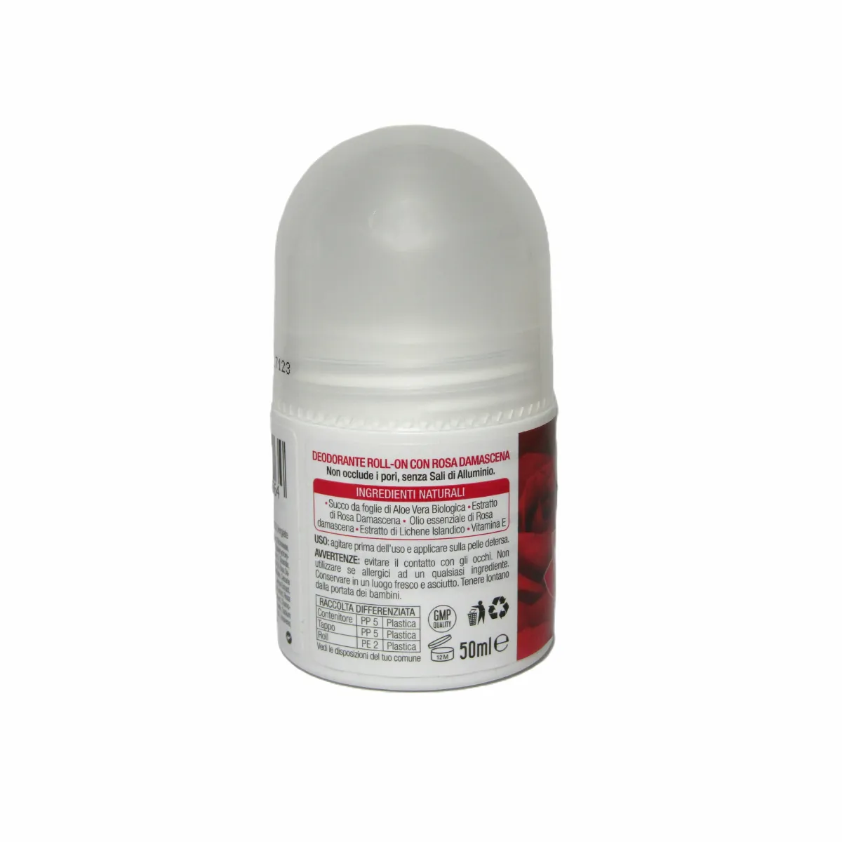 Deodorante roll-on Rosa Damascena, aloe vera naturale 3 deodorante rosa damascena lato 2