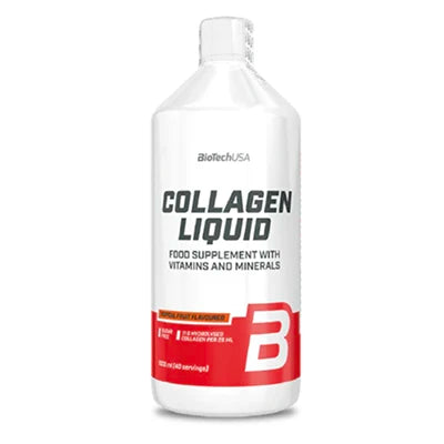 Flacone Collagen Liquid BioTechUSA 1000ml integratore di collagene idrolizzato liquido gusto frutti di bosco.