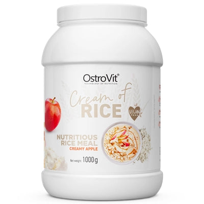 Crema di Riso OstroVit Cream of Rice 1000g – Energia e Benessere Naturale 3 Confezione Cream of Rice OstroVit 1000g crema di riso (gusto mela) istantanea per sportivi e per chi cerca di non metter su peso.