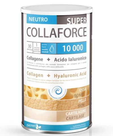 Confezione Collaforce Super 10.000 Neutro Dietmed da 360g, integratore di collagene in polvere per benessere articolare e anti-age.