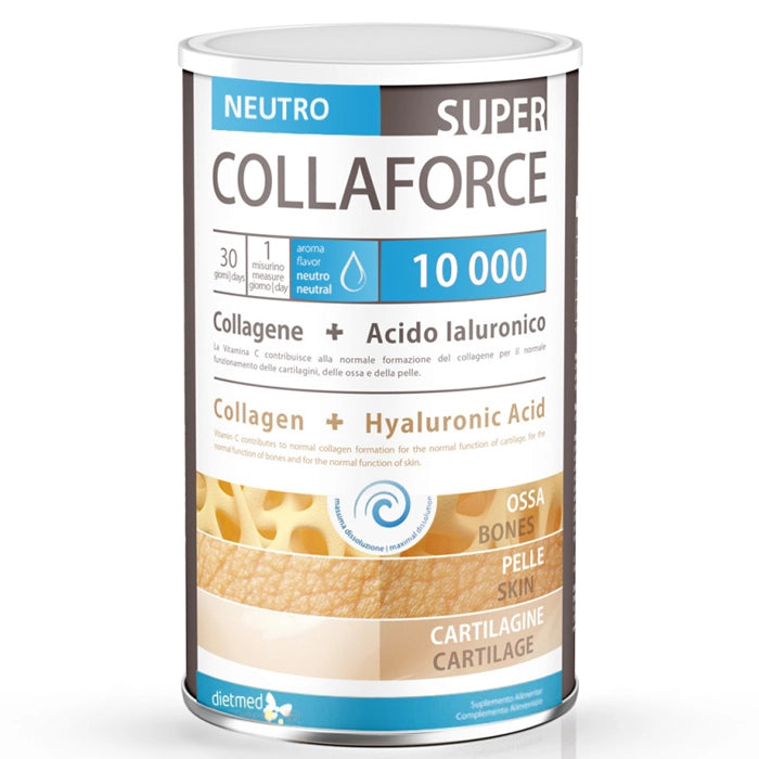 Collaforce Super 10.000 Neutro Dietmed: Il Massimo del Collagene Idrolizzato per la tua Salute 1 Confezione Collaforce Super 10.000 Neutro Dietmed da 360g, integratore di collagene in polvere per benessere articolare e anti-age.