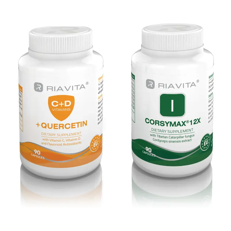 Kit Scudo Immunizzante Autunno con integratori Corsymax 12x e Vitamina C D Quercetina Essevitam.